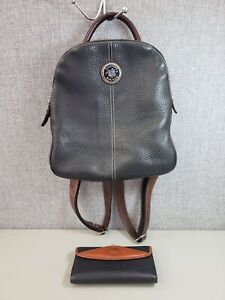 Dooney & Bourke Black & Brown Leather Backpack W/ Wallet