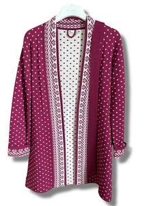 Cardigan maglione Neve Raspberry Lisa medio aperto davanti stampa diamantata misto lana - Foto 1 di 5