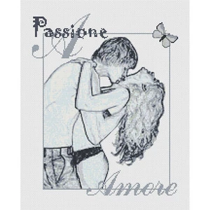 Passione Amore (Black & White) Cross Stitch Design (kit or chart) - Picture 1 of 1
