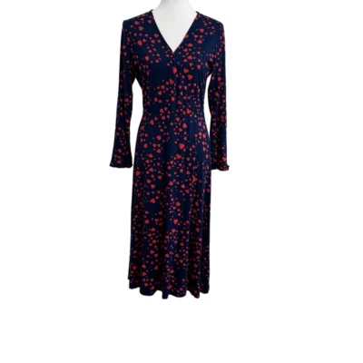 Draper James Scattered Hearts Wrap Dress Nassau Navy Size Medium NEW - Изображение 1 из 4