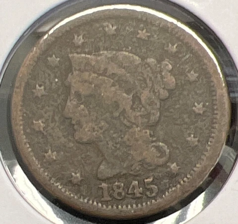 1845 BRAIDED HAIR LARGE CENT GOOD DETAIL READ ACTUAL COIN  #C13947 Cover
