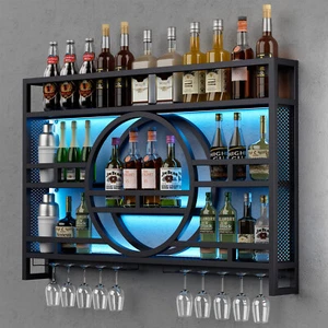 Wall Mounted Wine Rack Hanging Metal Wine Storage Rack Cabinet Wine Bottle Shelf - Picture 1 of 30