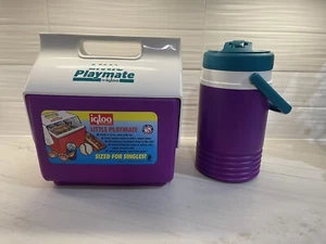 Vintage NEW Little Playmate Igloo Cooler 1990's W/Matching Water Jug 1/2 Gallon - Picture 1 of 8