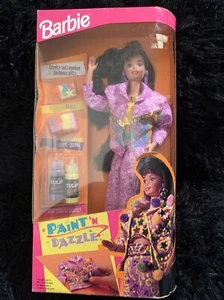 Barbie Doll Paint 'N Dazzle Brunette Mattel Damaged Box - Picture 1 of 8