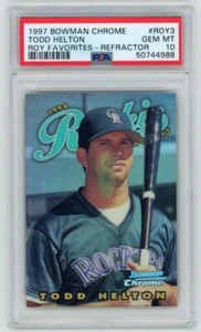 Bowman Chrome 1998 Roy Favorites Refractor 1997 #ROY3 Todd Helton ¡PSA 10! Pop 1! - Imagen 1 de 2