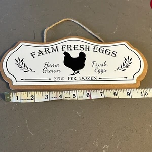 Farm Fresh Eggs Wall Signs Home Garden Hanging White & Black Wood Decor - Picture 1 of 9