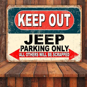 Funny Keep Out Jeep Parking Only Retro tin metal sign home decor gift - Picture 1 of 1
