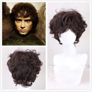 Il Signore degli Anelli Frodo Baggins Parrucca Cosplay Prop Capelli Marrone Scuro Nuova - Foto 1 di 4