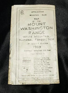 Rare AMC Mount Washington Range  White Mountains NH Map by Louis Cutter 1969 - Picture 1 of 3
