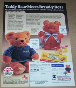Printanzeige 1987 - Fleischmanns Hefe Teddybär Honig Weizenbrot Rezeptwerbung - Bild 1 von 1