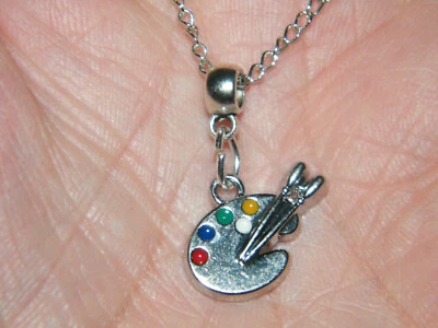 Collar Paleta PINTORES Tibet Plata ARTISTA Dije Colgante Cadena Plata 23" NUEVO Foto 1 de 4