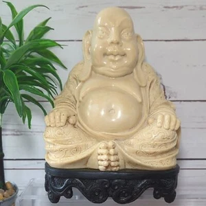 Large Vintage Happy Buddah Statue Cream Ivory-like Resin LA FARO Made in Italy - Picture 1 of 16