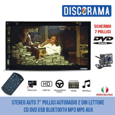 STEREO AUTO 7" POLLICI AUTORADIO 2 DIN LETTORE CD DVD USB BLUETOOTH MP3 MP5 AUX - Immagine 1 di 4