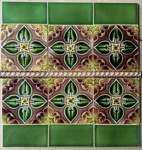 15 ENGLAND -  ANTIQUE ART NOUVEAU MAJOLICA TILE c1900 - Picture 1 of 3
