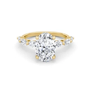 14k Ring F VS1 2.50 Carat Oval Lab Created Diamond IGI Certified Gift For Her - Picture 1 of 12