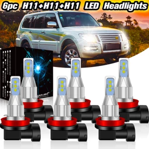 For Mitsubishi Pajero 2007-2024 H11 H9 LED Headlight Bulb High Beam Low Beam 6X - Picture 1 of 9