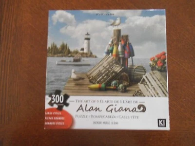 Alan Giana Dockside Lighthouse Boat  Jigsaw Puzzle 300 Large Pieces 24"X 18" - Image 1 of 2