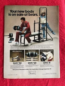 Anuncio impreso vintage 1981 Sears banco de pesas conjunto equipo de entrenamiento anuncio - Imagen 1 de 7