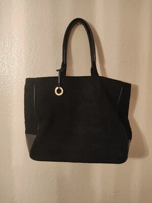 Bolso de Mano Givenchy Parfums Grande Negro Lana e Imitación Cuero Cartera Forro Rojo Foto 1 de 4