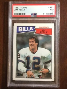 1987 Topps — Jim Kelly — ROOKIE — PSA 7 - Picture 1 of 3