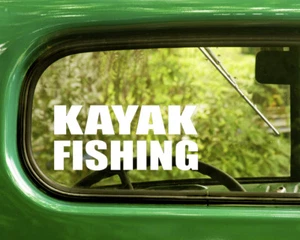 2 KAYAK FISHING DECALs Sticker For Car Window Bumper Laptop Rv - Picture 1 of 1