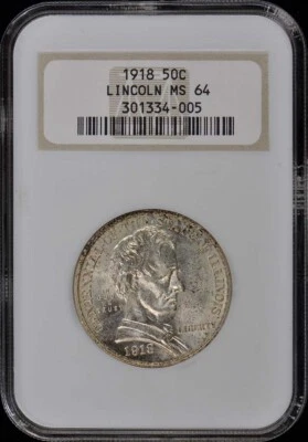 ILLINOIS 1918 Silver Commemorative 50C NGC MS64 - Image 1 of 2