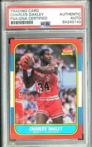 Charles Oakley Chicago Bulls Signed 1986 Fleer #81 Autograph Basketball Card PSA - Picture 1 of 6