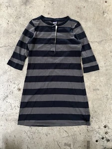 Patagonia Dress Womens Extra Small Black Gray Stripe 3/4 Sleeve Organic Cotton - Picture 1 of 6