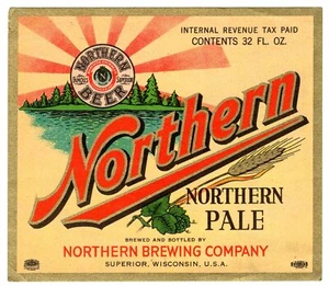 a NORTHERN FAMOSO SUPERIOR PALE Brewing Co. WI 32 oz etichetta bottiglia birra vintage - Foto 1 di 2