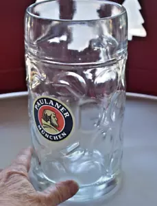 PAULANER MUNCHEN Octoberfest Austria 48oz Germany Stein Dimple Glass 1980s VTG - Picture 1 of 7