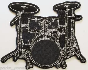 Batteria Kit Toppa Ricamata, Argento, Batteristi, Band, Rock and Roll, Beat, - Foto 1 di 1