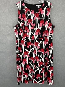 Liz Claiborne Dress Womens Sz XXL Dark Floral Garden Shift Sleeveless Career - Picture 1 of 13