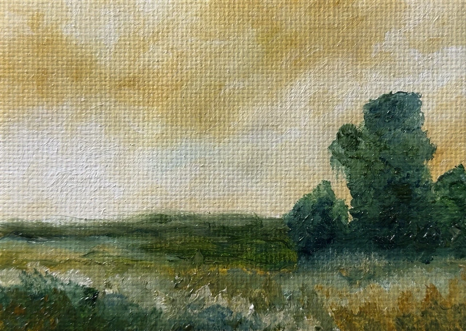 ACEO Original Pintura al Óleo Paisaje ATC Arte Tarjeta Naturaleza Abstracto por Emmer Plaxe Foto 1 de 1