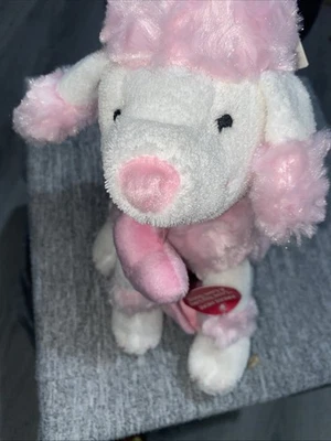 Pink &White Plush 9”Singing Poodle Battery Operated Sings I Love You  Clean Nov - Image 1 of 4