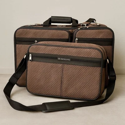 Juego de 4 maletas vintage Samsonite Silhouette 1987 marrón tweed Foto 1 de 4