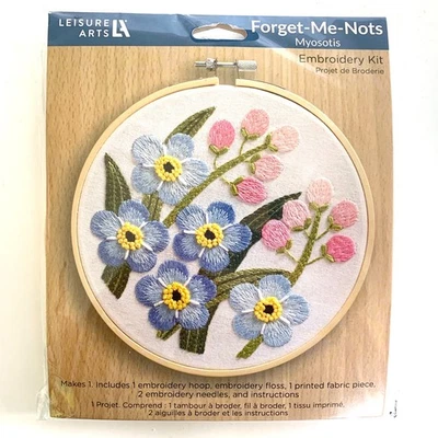 Kit de projeto de bordado Leisure Arts FORGET-ME-NOTS 6" aro floral - Imagem 1 de 2