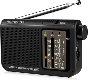 V-117 Portable AM FM Radio with Shortwave Battery Powered Transistor 3.5Mm Headp - Picture 1 of 10