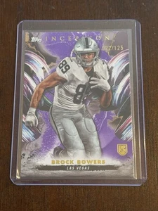 2024 Topps Inception Football BROCK BOWERS PURPLE ROOKIE CARD #'d 022/125 - Picture 1 of 6