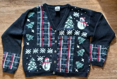 De Colección Feo Navidad Suéter Mujeres Grande Cascanueces Cuadros Muñeco de Nieve Abuela Cárdigan Foto 1 de 4