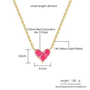 Collana Cuore Rosso in Argento 925 | Corindone Placcato Oro 14K | Regalo... - Foto 1 di 5