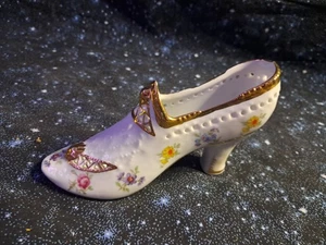 Vintage KPM Porzellan Schuh Figur mit Goldakzenten & Blumenmuster - Bild 1 von 3