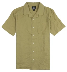 VOLCOM Hobarstone Short Sleeve Button Down Shirt sz S Small Brown Sand - Picture 1 of 7