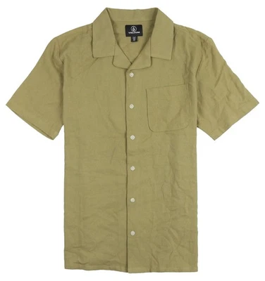 VOLCOM Hobarstone Short Sleeve Button Up Shirt sz S Small Brown Sand - Image 1 of 4