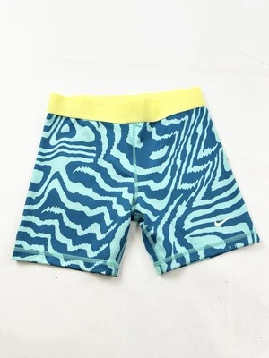 Nike Pro  Shorts Youth Girls L Large Blue Yellow Spandex Volleyball Bike - Image 1 of 4
