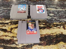 LOT OF 3 NINTENDO NES GAME: TECRNO SUPER BOWL 1991 / BASES LOADED / RBI BASEBALL