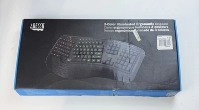 Adesso Tru-Form 150 3-Color Illuminated USB Ergonomic Keyboard AKB-150EB - Image 1 of 4
