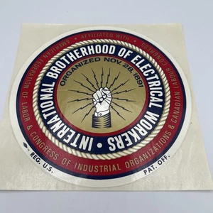 8” IBEW Round Sticker Vintage New Electrical Workers - Picture 1 of 2