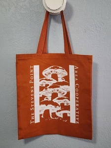 Rostorange Stevens Point Area Koop Tragetasche mit Pilz- und Einmachglasdrucken - Bild 1 von 4