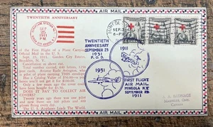 Scott #'s702x3, 2c Red Cross, 20th Anniv of First Airmail Flight, w/ cachet - Picture 1 of 2