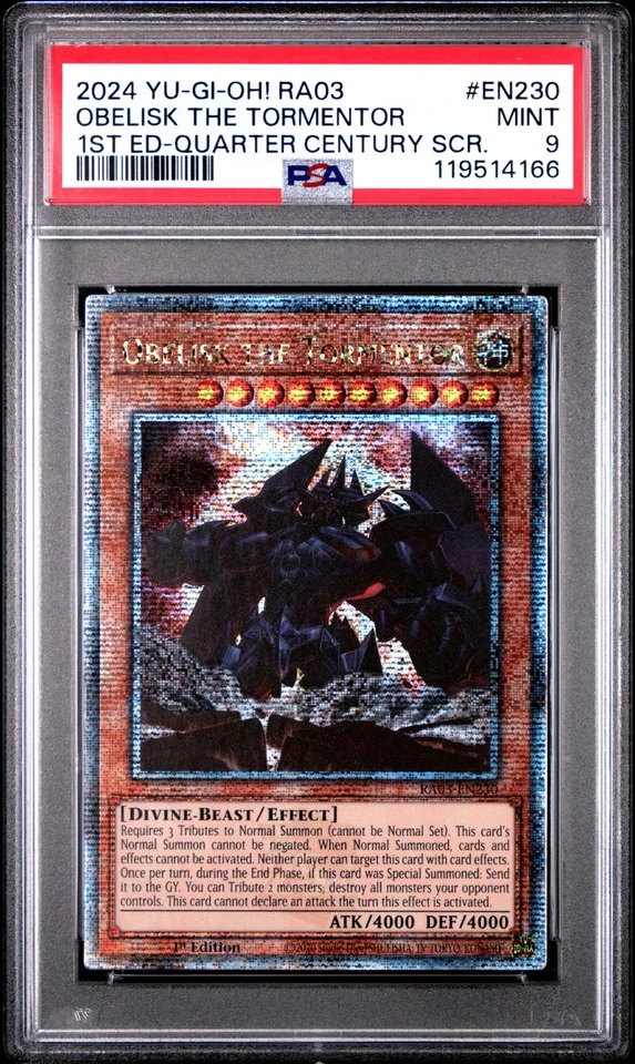 YU-GI-OH! RA03-QUARTER CENTURY BONANZA EN230 OBELISK 1STEDITION QCR PSA 9 - Image 1 of 1